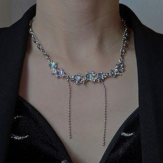 Moonstone Alloy Necklace Silver - One Size