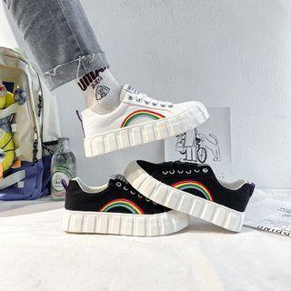 Rainbow Embroidered Lace Up Sneakers