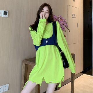 Set: Ripped Pullover + Vest Pullover - Green - One Size / Vest - Blue - One Size