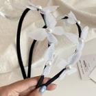 Faux Pearl Butterfly Headband Black & White - One Size