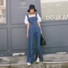 Wide Boots-cut Denim Jumper Pants