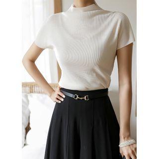 Mock-neck Crystal-pleat Top