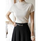 Mock-neck Crystal-pleat Top