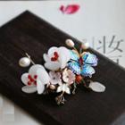 Retro Faux Pearl Flower & Butterfly Hair Clip