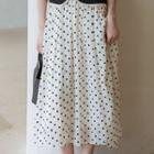 Dotted Midi A-line Skirt Dotted - White - One Size