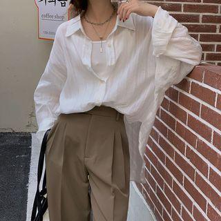 Plain Striped Oversize Shirt