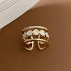 Heart Layered Alloy Open Ring E292 - Gold - One Size