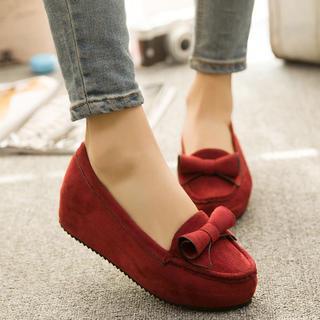 Bow Wedge Loafers