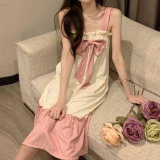 Wide Strap Bow Midi A-line Dress