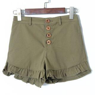 High Waist Ruffle Trim Straight Leg Shorts