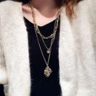 Irregular Metal Pendant Layered Necklace Gold - One Size