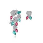 Fashion Bright Geometric Flower Earrings With Colorful Cubic Zirconia Silver - One Size