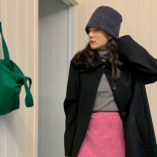 Hidden-button Maxi Mac Coat