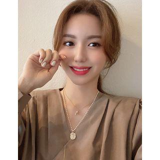 Bullet / Pearl / Lariat Necklace Set (3 Pcs)