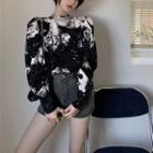 Puff-sleeve Tie-dyed Shirt