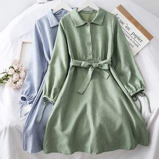 Ribbon-back A-line Shirtdress