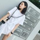 Ribbon Detail Short-sleeve Long T-shirt