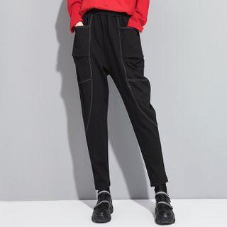 Elastic Waist Stitched Harem Pants