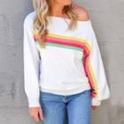 Cold-shoulder Rainbow Print Sweatshirt