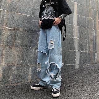 Mock Two Piece Ripped Jeans