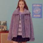 Buckled-neck Sherpa-fleece Jacket Lavender - One Size
