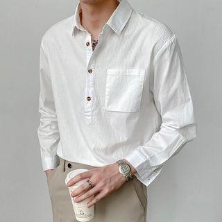 Long-sleeve Plain Placket Shirt