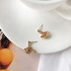 Planet Drop Earring 1 Pair - Ear Studs - Pink & Gold - One Size