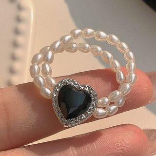 Faux Pearl Heart Ring