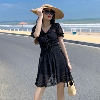 Short-sleeve Sheer Swim Dress