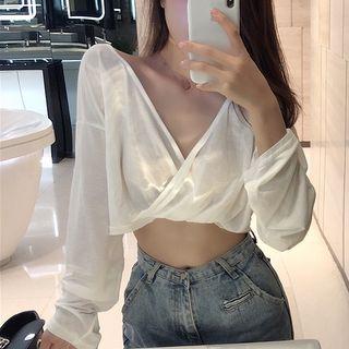 Cutout Back Cropped Long-sleeve T-shirt