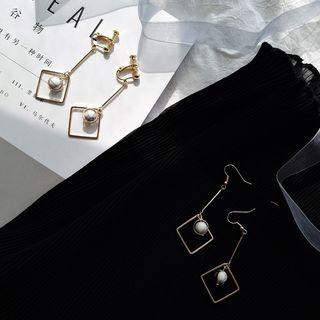Marble Bead Geometric Drop Earring