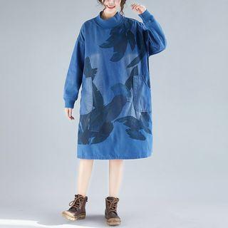 Leaf Print Sweatshirt Dress