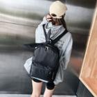 Nylon Tie Knot Pompom Backpack