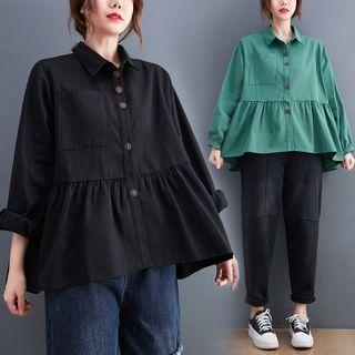 Long-sleeve Ruffled A-line Shirt