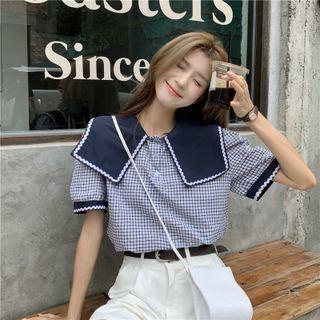 Collar Wide Short-sleeve Top