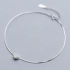 925 Sterling Silver Rhinestone Heart Anklet S925 Silver - As Shown In Figure - One Size