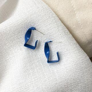 Geometric Hoop Earring 1 Pair - Blue - One Size