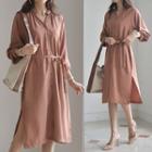 Open-placket Shirtdress With Sash