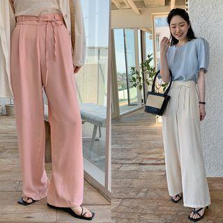 Tie-waist Pastel Wide Pants