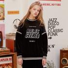Letter Patch Velvet Top Black - One Size