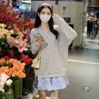 V-neck Sweatshirt / Halter-neck Mini A-line Dress