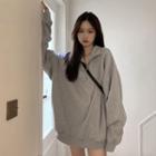 Half-zip Drop-shoulder Sweatshirt Gray - One Size