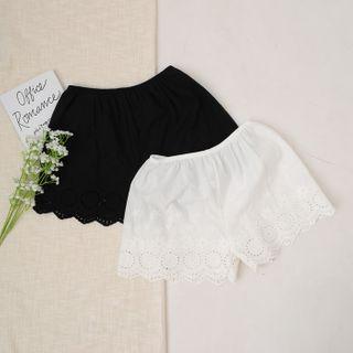 Eyelet-lace Hem Inner Shorts Black - One Size