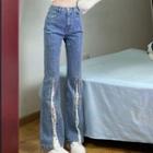 Lace Panel High Waist Bootcut Jeans