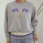 Band-hem Embroidery Sweatshirt