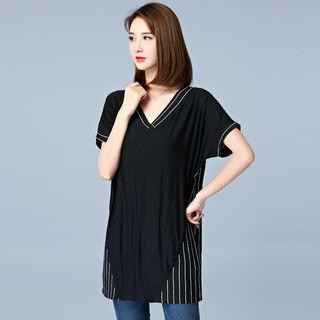 Stripe Panel Short-sleeve Tunic