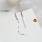 Faux Pearl Alloy Chain Asymmetrical Earring 1 Pair - 925silver Earrings - Silver - One Size