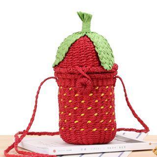Woven Strawberry Crossbody Bag As Shown In Figure - One Size