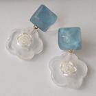 Flower Resin Dangle Earring 1 Pair - 1634 - Blue & White - One Size