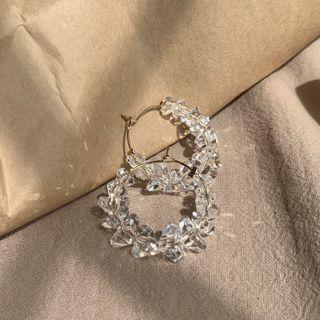 Rhinestone Alloy Hoop Earring 1 Pair - Transparent - One Size